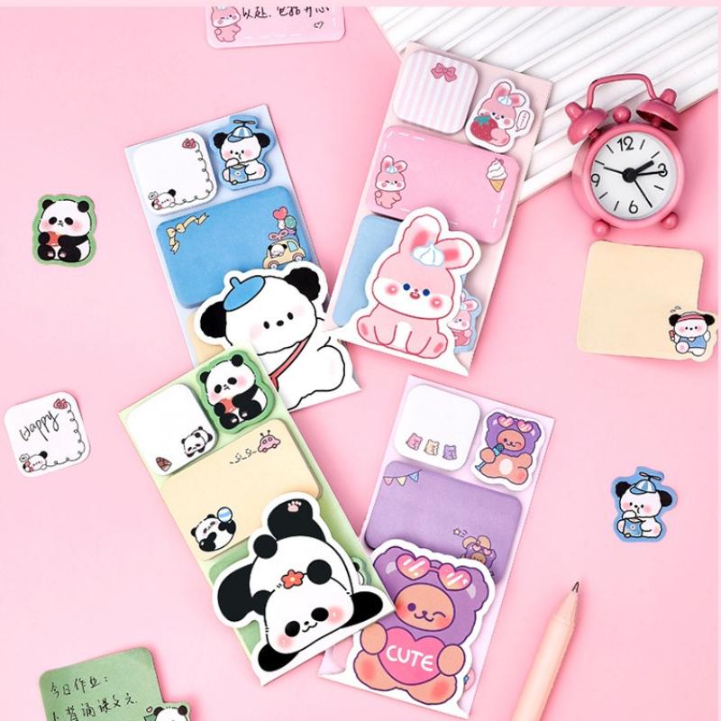 Cartoon Animal Combination Gift Sticky Note Student Notebook Decoration Cute Girl N Times Memo Pad Kawaii Stationery Lovely