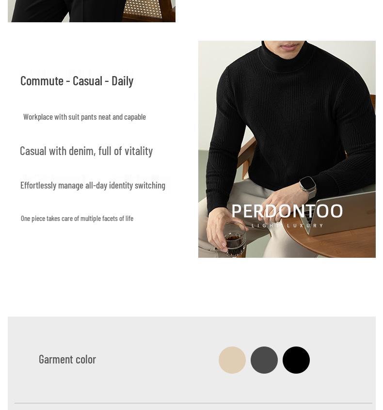 Men's Lazy Style High Neck Sweater - Lyocell Wool Blend Jacquard, Autumn Winter Warm Knitwear