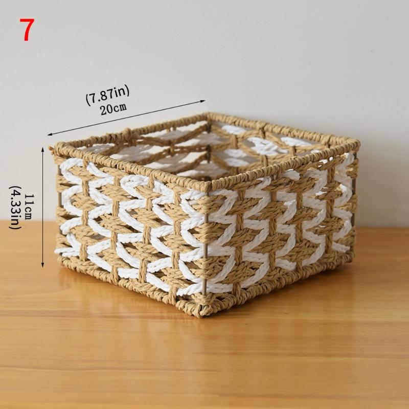 Woven Storage Basket Handmade Paper Rope Basket Storage Bin Woven Organiser Box For Living Room Entryway Bedroom Dresser