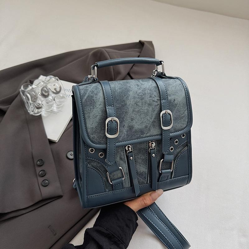 Retro Contrasting Color Commuter Tote Bag Women's Autumn New High-value Casual and Fashionable Shoulder Backpack