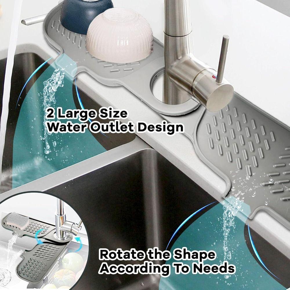 Slope Shape Sink Splash Guard Rotatable Faucet Drip Catcher Tray Sink Faucet Mat  Kitchen Sink