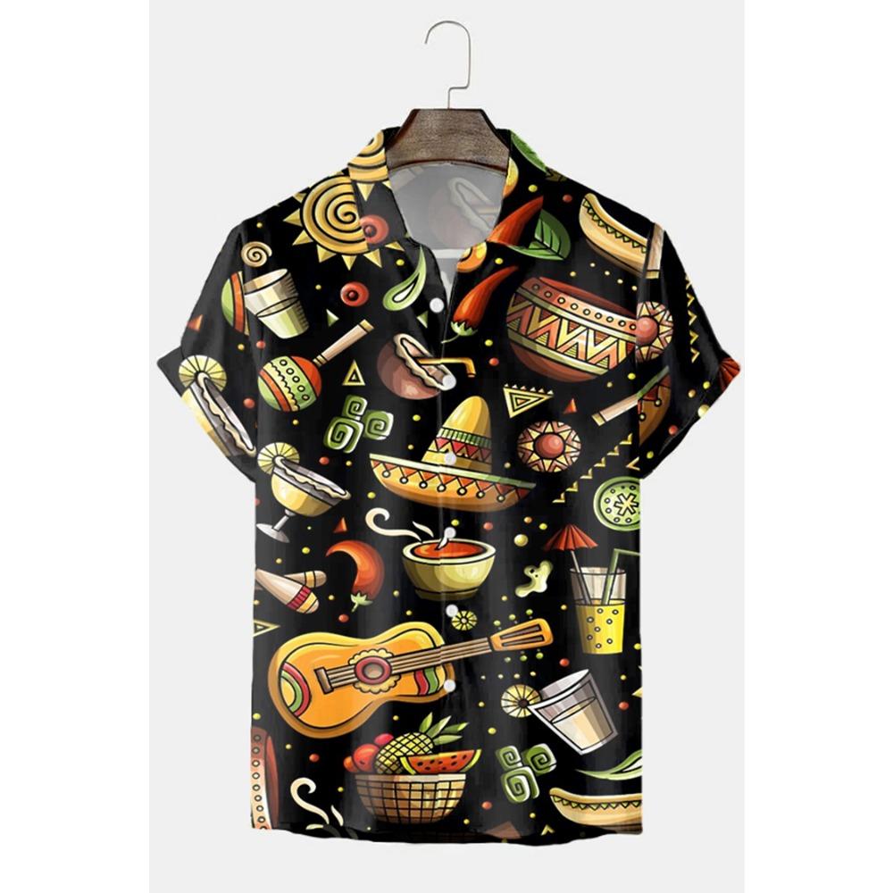 New Hawaiian Shirt for Men Skull 3d Printed Beach Shirt Short Sleeve Button Casual Men's Skull Shirts Oversized Camisa