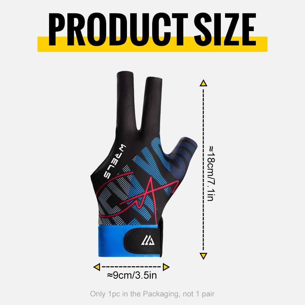 WRELS Three Finger Billiard Gloves Breathable Sweat-Wicking Snooker Glove Elasticity Smooth Lightweight Billiard Training Gloves
