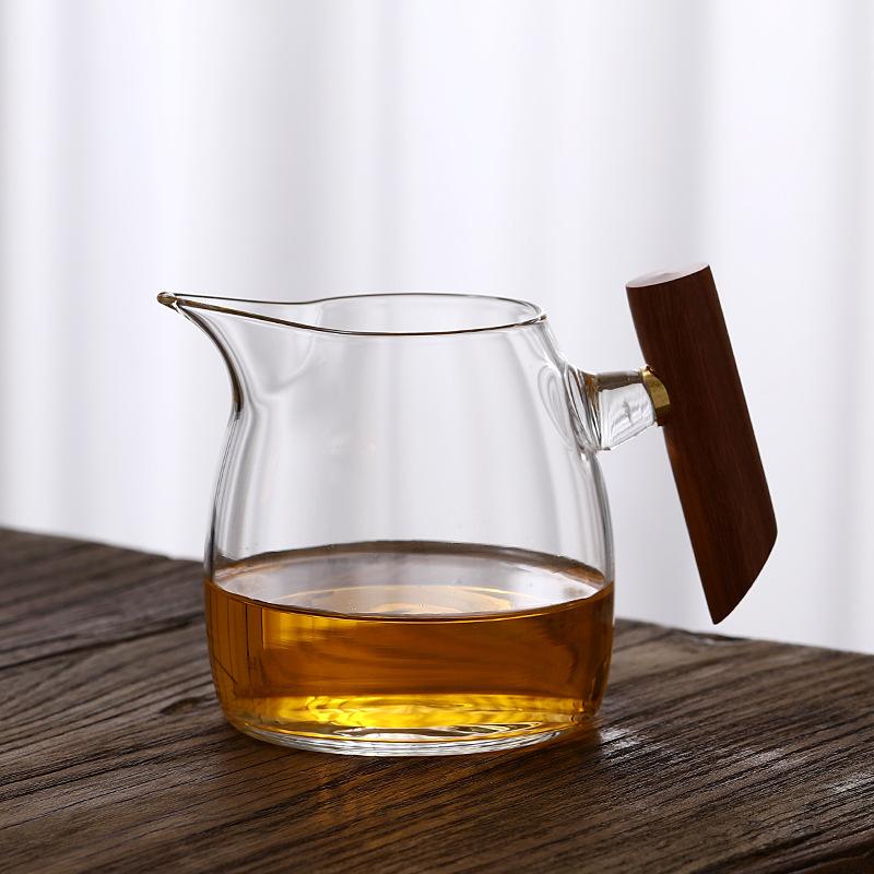 350ML Heat Resistant Vertical Striped Glass Fair Cup Tea Pitcher Chahai Tea Cup Kung Fu Tea Set Coffee Server Pour Pitcher 350ml