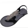 Fashion Colourful String Bead Decoration Design Flat Slippers Women Summer Sexy Clip Toe Ankle Strap Buckle Slipper Comfort Beach Sandal