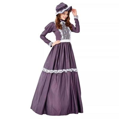 Large Size Women's Long Dark Purple Dress Retro Court Dress Lady Princess Long Dress Dress Set Women's Clothing