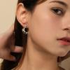 APM Monaco Earrings Asymmetrical Moon Front and Back Wear with Pendant Chain, Full Diamond Zircon, Elegant and Exquisite, 925 Silver AE12392OXY