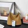 Women's 2025 Korean Style Color Block Tote Bag with Wide Strap: New Large Capacity Casual Shoulder Handbag