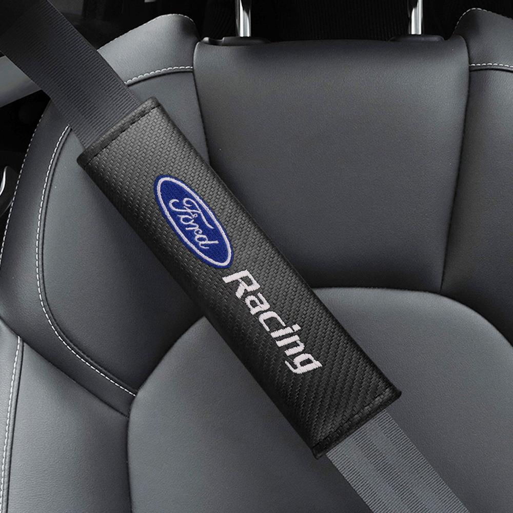 1/2PCS Carbon fiber Car Seat Belt Shoulders Pads Covers For Ford Mondeo Explorer edge Focus fiesta Kuga Shelby Mustang ST Racing