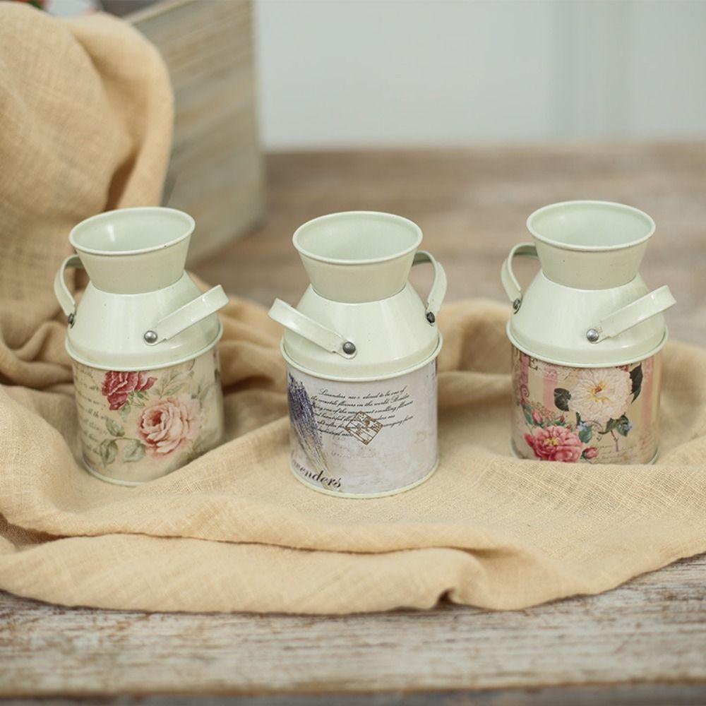 Nordic Metal Flower Vase Small Iron Jar Container Durable Vase Bucket Office