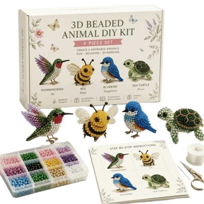 Små pärlor 3D-pärldjur Kit Djurform Söt design Handgjort pärlkonstkit Kreativt hantverk DIY Pärlhantverk Kit Gåva