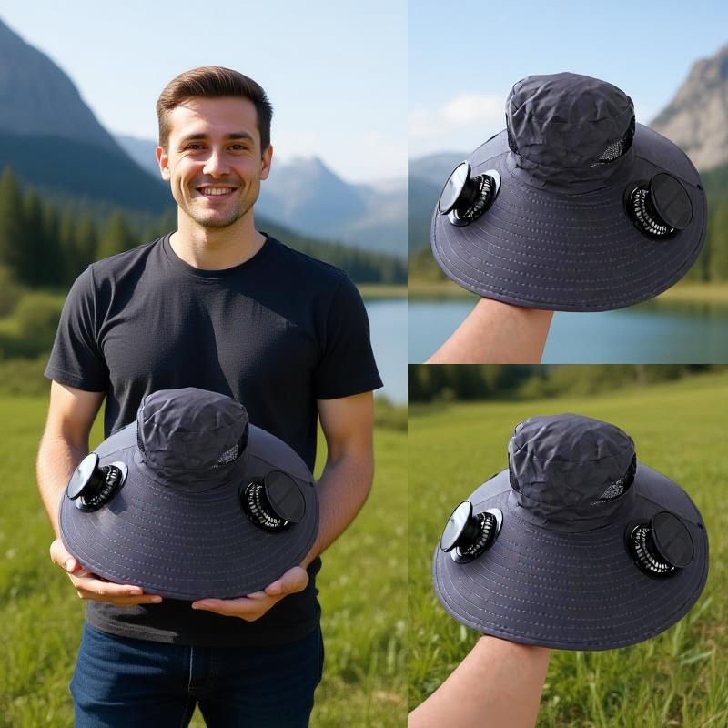 Sunshade Fishing Hat Outdoor Fishing Hat With Solar USB Charging Fan Male Cooling Hat For Outdoor Riding Hiking Fishing