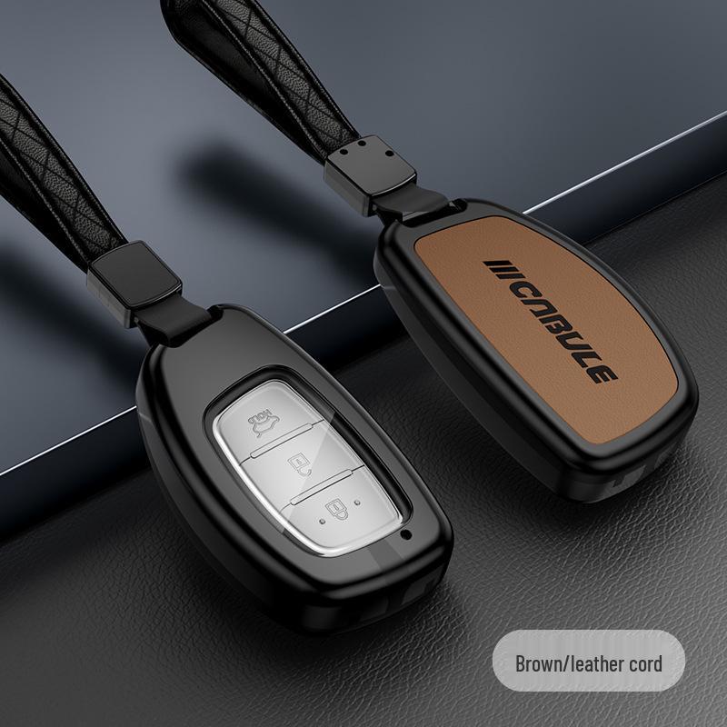 Bilnyckelskydd för Beijing Hyundai Mistra, Elantra, ix35, Festa, ix25 - Metall-läderväska med spänne.