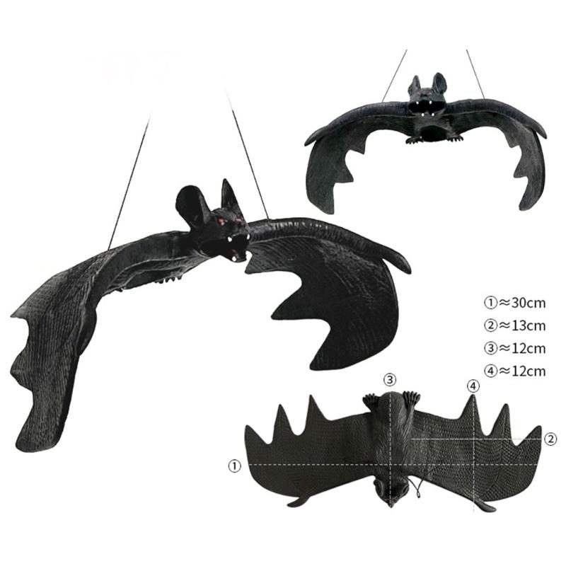 4Pcs Scary Realistic Bat Hanging Ornament Wall Hanging Decorations For Garden Window Display Halloween Celebration