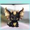 Flat Surface Acrylic Black Dragon Pendant With Cartoon Style For Gift Use