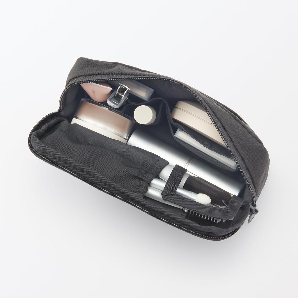 Wrinkle Nylon Pouch with Wide Opening Dark Size L 18 x x 7 84473937 - Gray, (Approx. 11.5 cm)