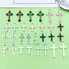 15 Antique Silver Enamel Hollow Cross Pendant Charms for DIY Jewelry
