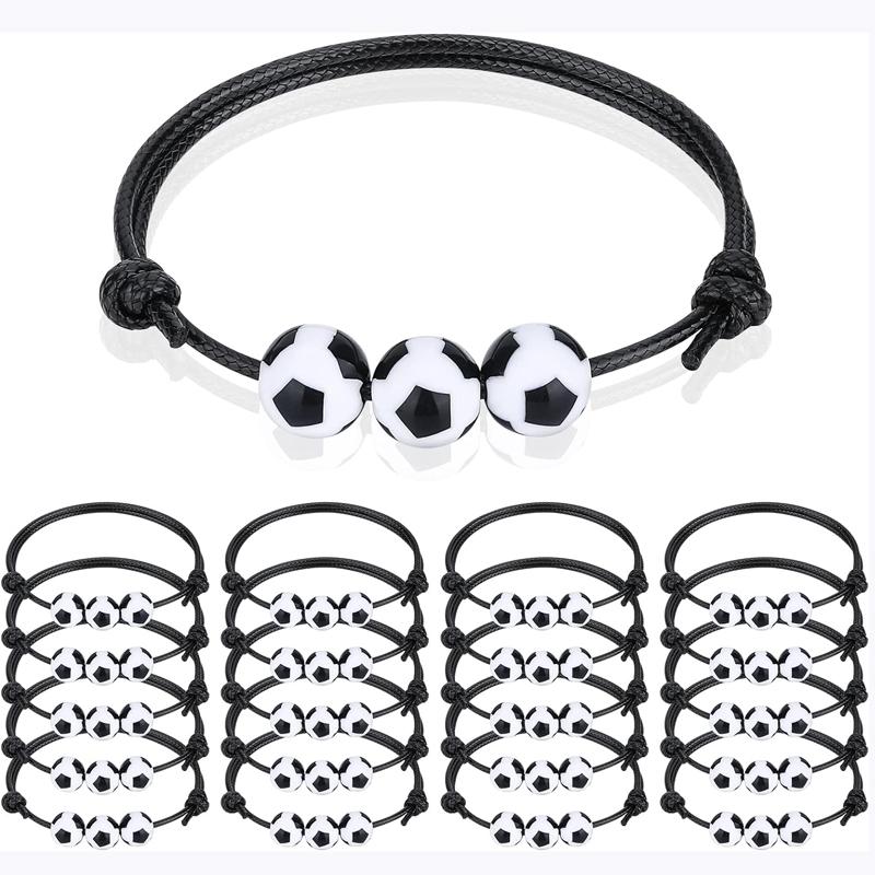 20 Pcs Sports Party Favors Bracelets,Soccer Basketball Football Baseball Bead Ball Bracelets Inspirational Wristbands Sport Gift