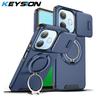 KEYSION 360° Rotating Ring Stand Phone Case for OPPO A5 Pro 5G Slide Camera Protection Magnetic Shockproof Cover for OPPO A5 Pro