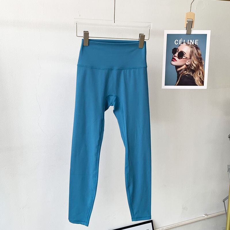 Lu Same Style Free Size Nude Feel No Embarrassment Line Yoga Pants Female 2025 Best Selling Hip Raise Shaping Sports Workout Ankle Length Pants