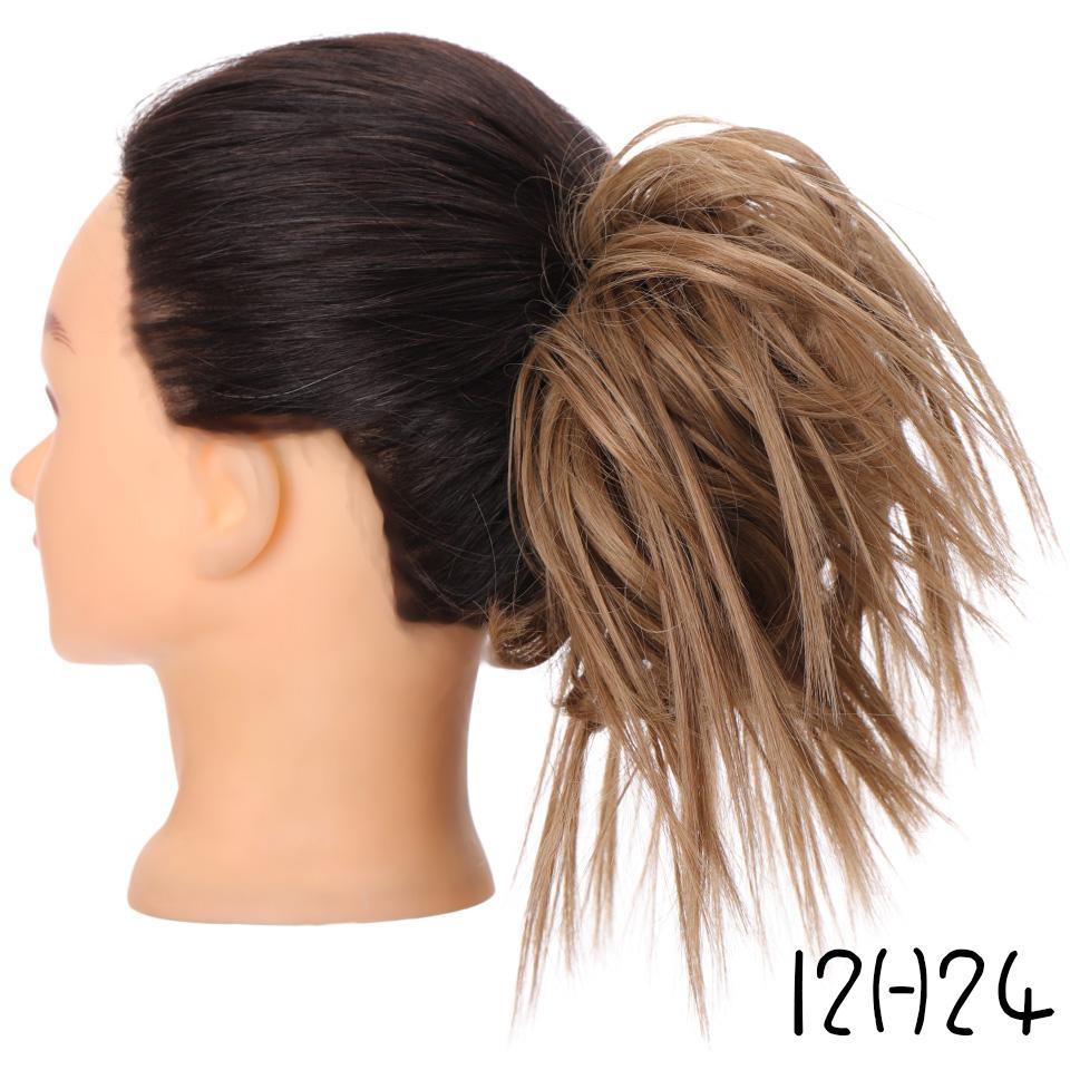 Synthetic Hair Chignons Messy Scrunchies Elastic Band Hair Bun Straight Updo Hairpiece Hair Extension for Women