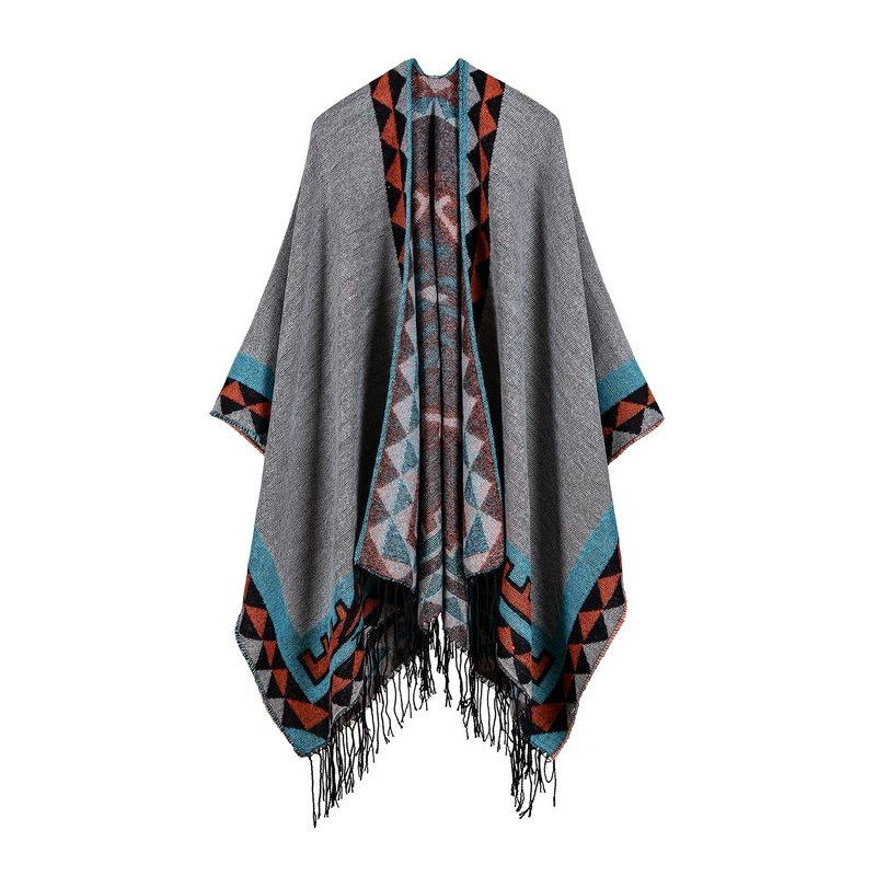 Women's horizontal EBA hot-selling imitation cashmere shawl front and back sides available extended cape