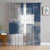 Oil Painting Abstract Geometric Yellow Gray Sheer Curtains for Living Room Decoration Window Curtain Kitchen Tulle Voile Drapes