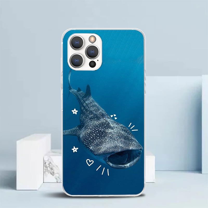 Ocean Whale Shark Soft Cover for iPhone 16 17 Air 15 14 Pro Max 16E Phone Case 13 Mini 12 11 7 SE 8 Print Pattern Fit Cases 16 1