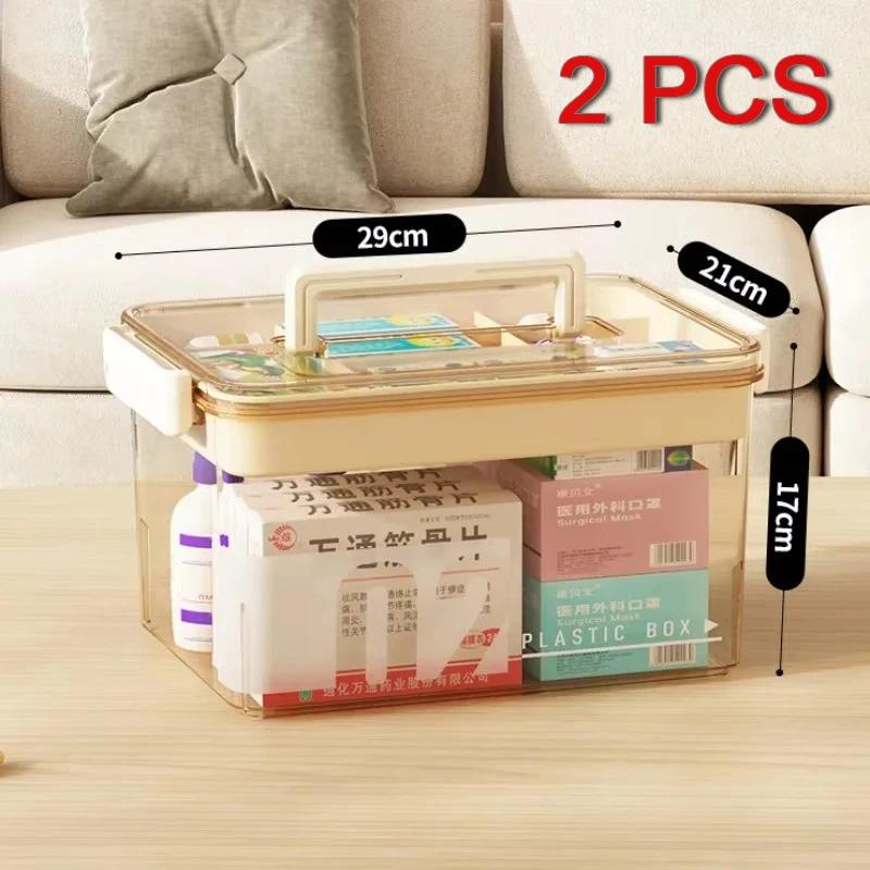 Transparent Multi-Layer Home Medicine Box-Large Capacity Medical Storage Case Perfect for Medication Organization First Aid Use