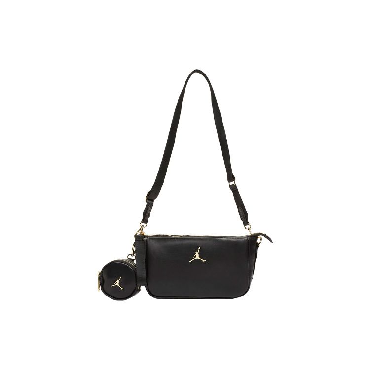 Jordan Two-In-One Small Logo Adjustable Strap Leather Hobo Bag Women bags Black DR5588-010 Black