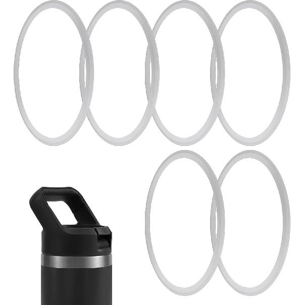 6pcs Water Bottle Gasket Replacement, Food Contact Grade O Ring Replacement Leakproof Lid Seal Replacement for Silicone Seal Replacement Compatible