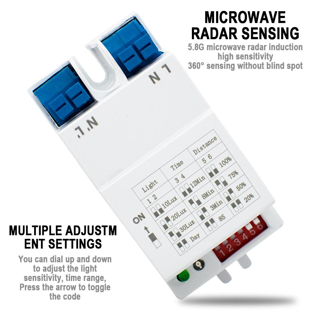 220V-240V 5.8GHz Microwave for Radar Body Motion Detector For LED Light For ceiling walls, hotel hallways, sensor lights
