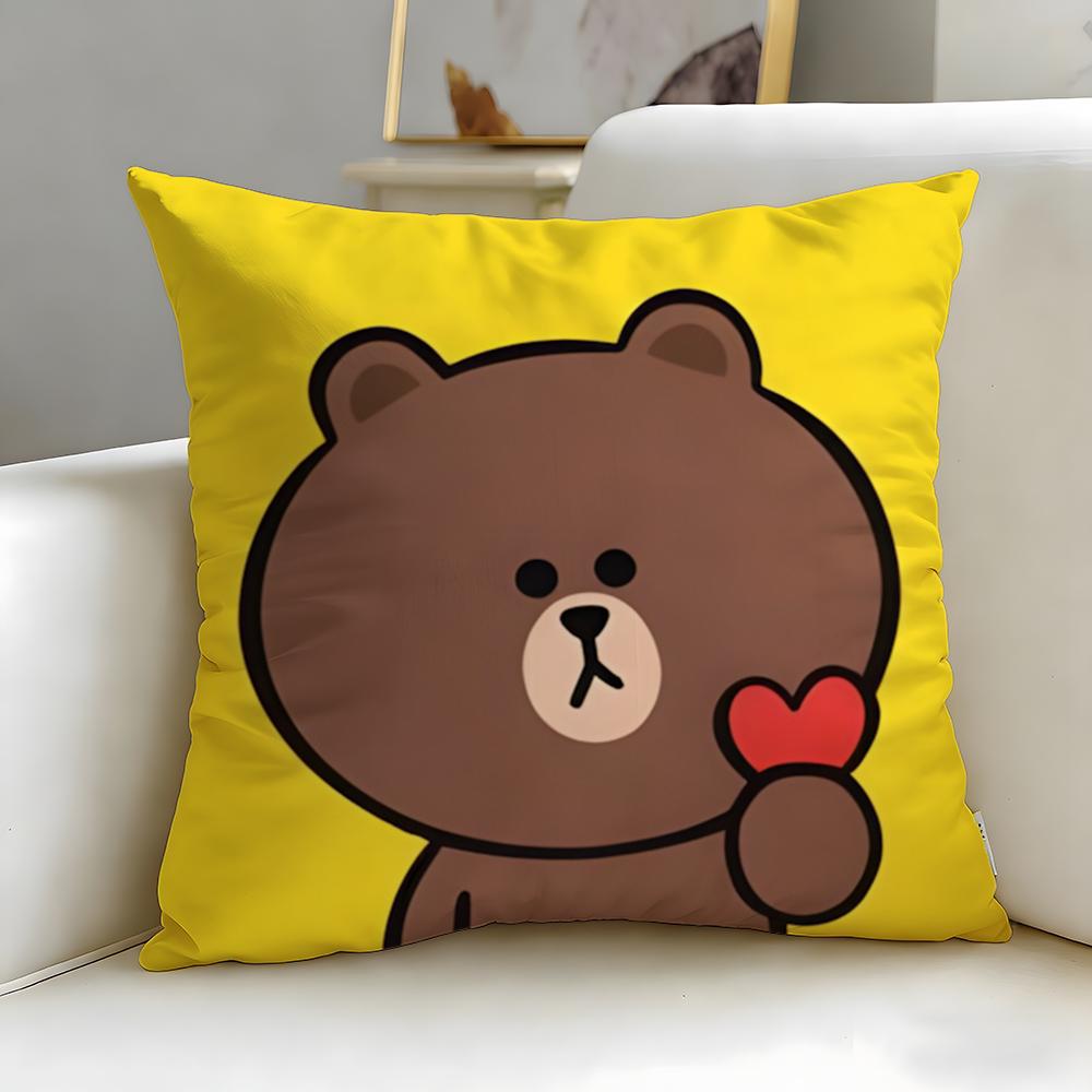 classic cartoon Cartoon Bear Cushion Cover Soft  EasyWash Pillow Case  Versatile for Couch Bed Travel and Office