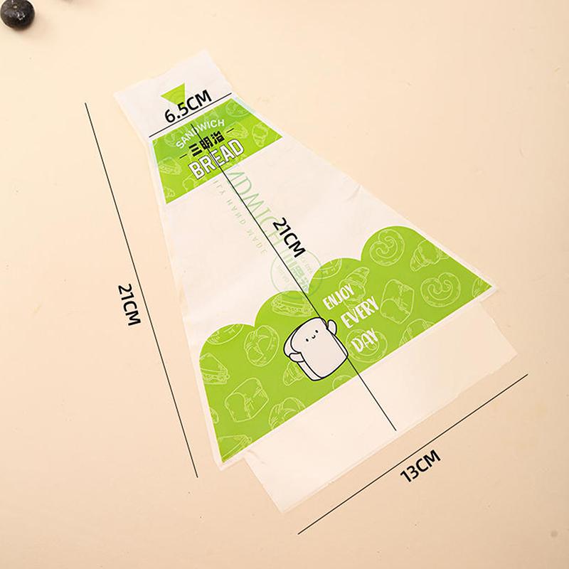 

100Pcs Sandwich Plastic Packaging Transparent Triangle Bags For Bread Butty Bags Birthday Party Decoration Treat зелёный