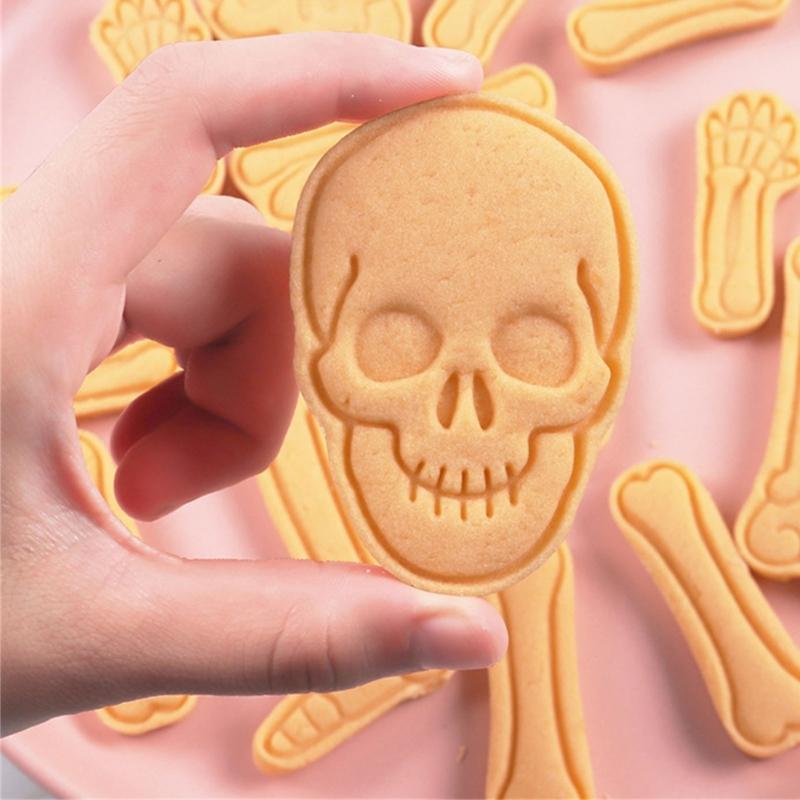 2er Set Keksstempel Halloween Skelett Keksausstecher Fondant Kekse Gebäck Ausstecher Backdekorationszubehör
