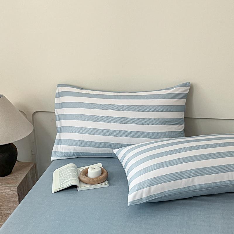 100% Cotton 3 Piece Bedding Set Soft Duvet Cover with 2 Pillowcases Solid Striped Checkered Print Skin Friendly
