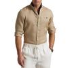 Polo Ralph Lauren Solid Slim Fit Linen Long Sleeve Shirt Men shirts Beige 710968925-004