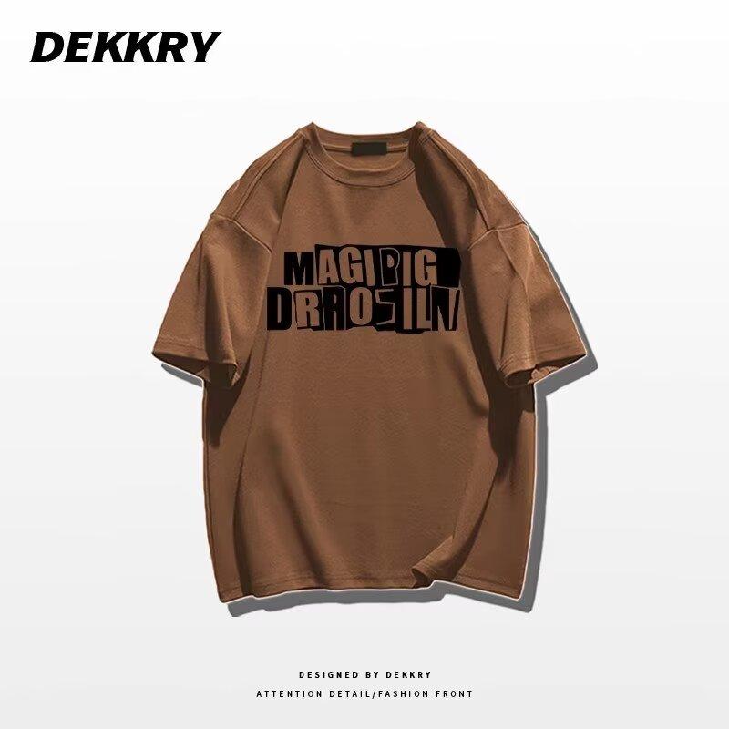 

Новая летняя футболка с короткими рукавами для мужчин, тренд в корейском стиле, простой топ с короткими рукавами, свободная повседневная брендовая футболка в гонконгском стиле 5XL коричневый