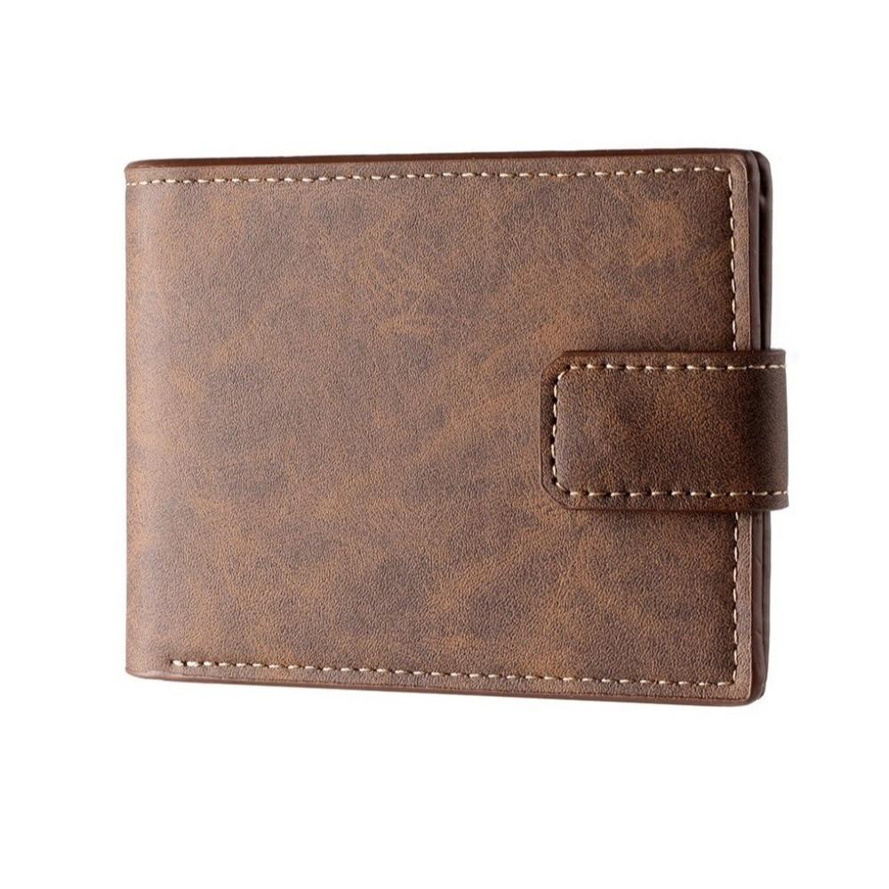 Casual with Multiple Card Slots Short Wallet Slim PU Leather Card Holder Purses Button Closure Coin Pouch Men