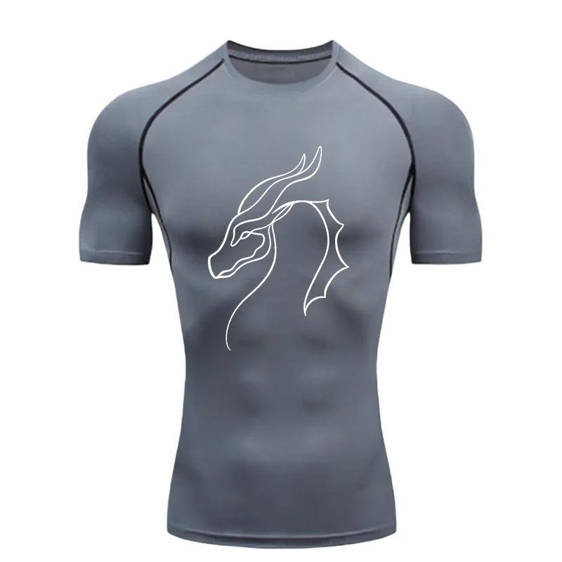 Men Sports T Shirt Training Jogging Running Workout Compression Stretchy Moisture-Wicking Sweat-Resistant Rashguard Tops Tee Short Sleeve