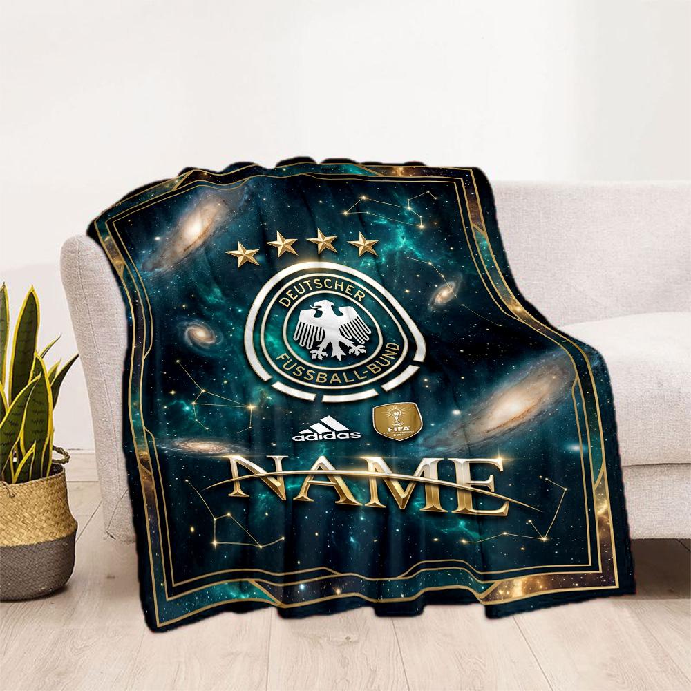 German Football Crest Artwork Personalized Text Blanket Gift Personalized Blanket Comfortable Suitable for Livingroom Sofa Living Room Home Decor