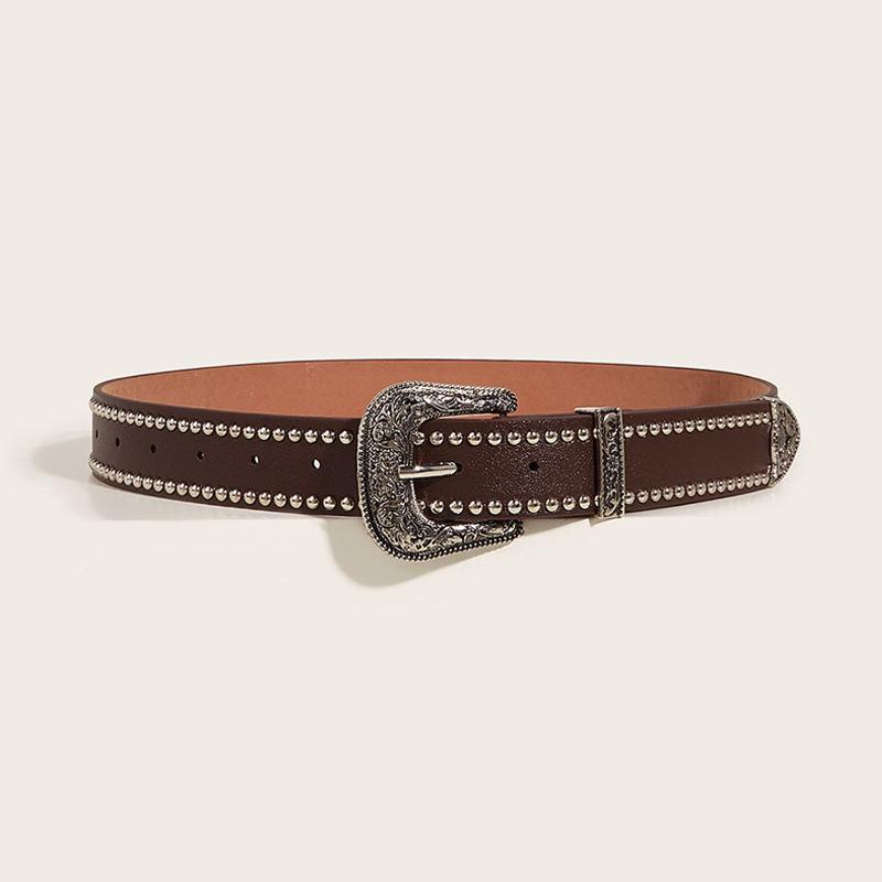 

Кожаный ремень в стиле панк с заклепками для мужчин и женщин - Модная европейская и американская мода