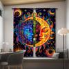 2pcs Colorful Abstract Sun and Moon Curtains – Vibrant Fantasy Style Drapes with Rod Pocket   Digital Printed Polyester   Perfect