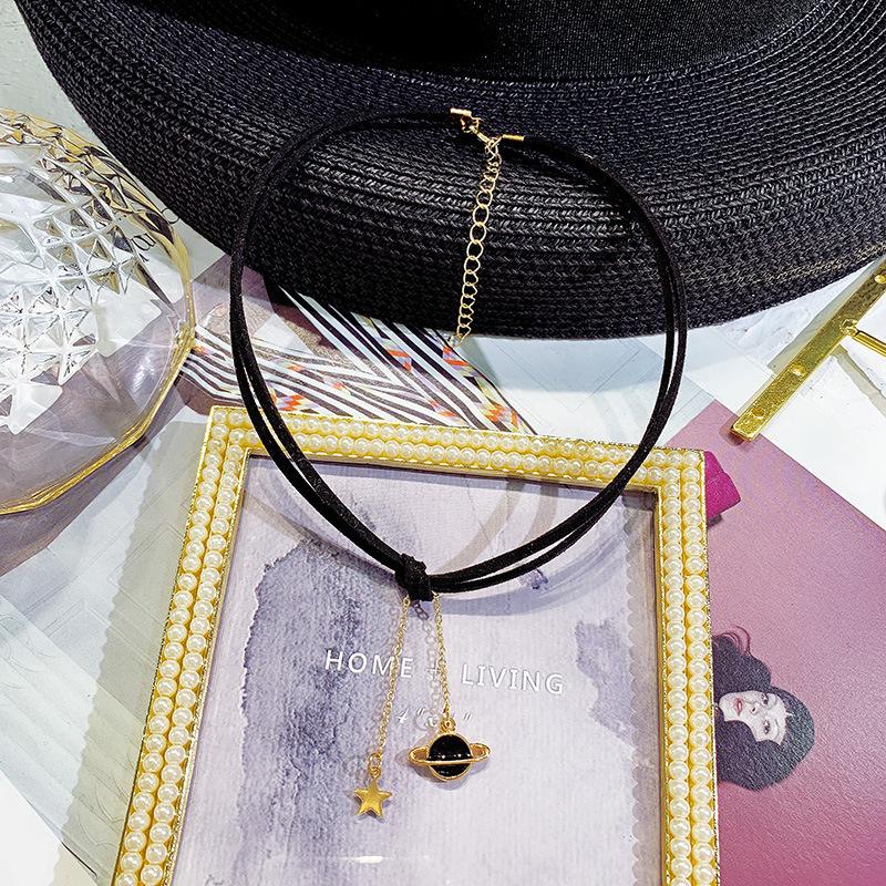 Blue pearl rice bead irregular necklace summer small fresh love collarbone chain 2025 new item necklace women