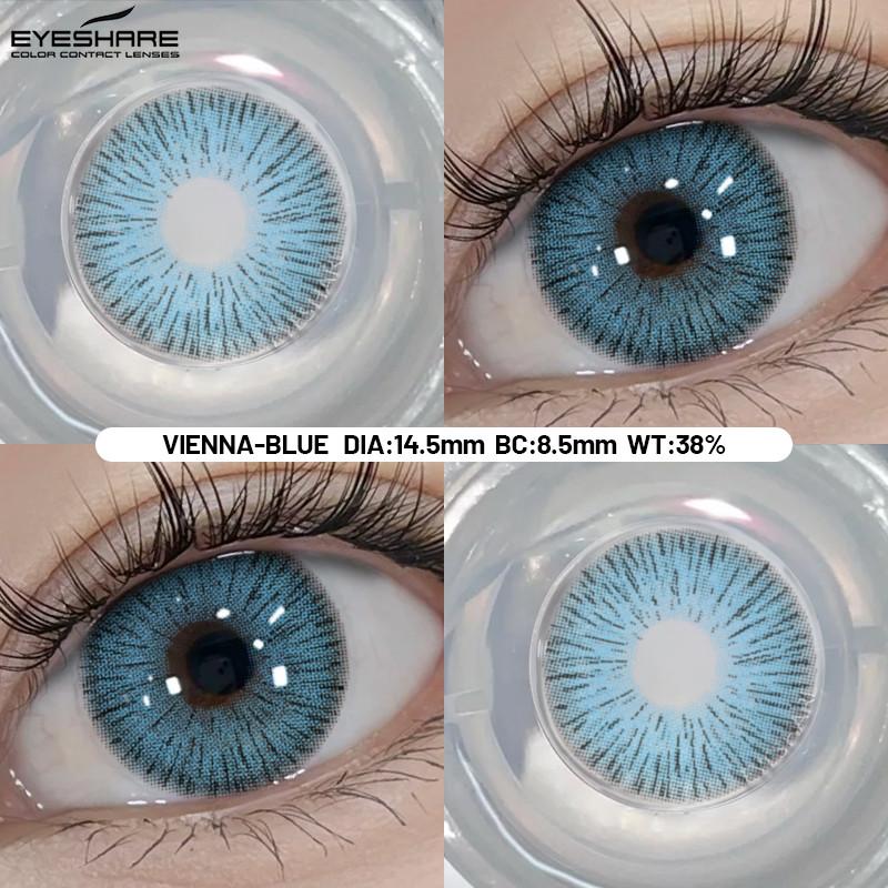 Eyeshare 1 Pair Blue Cosplay Contact Lenses for Eyes Blue Hot Anime Cosplay Lens 14.0~14.5mm Halloween Makeup Lens
