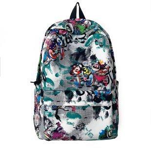 Schoolbag Trend Fried Street Large Capacity Campus Student School Bag Fashion Printing Graffiti Japanese and Korean Versatile Kusa Backpack