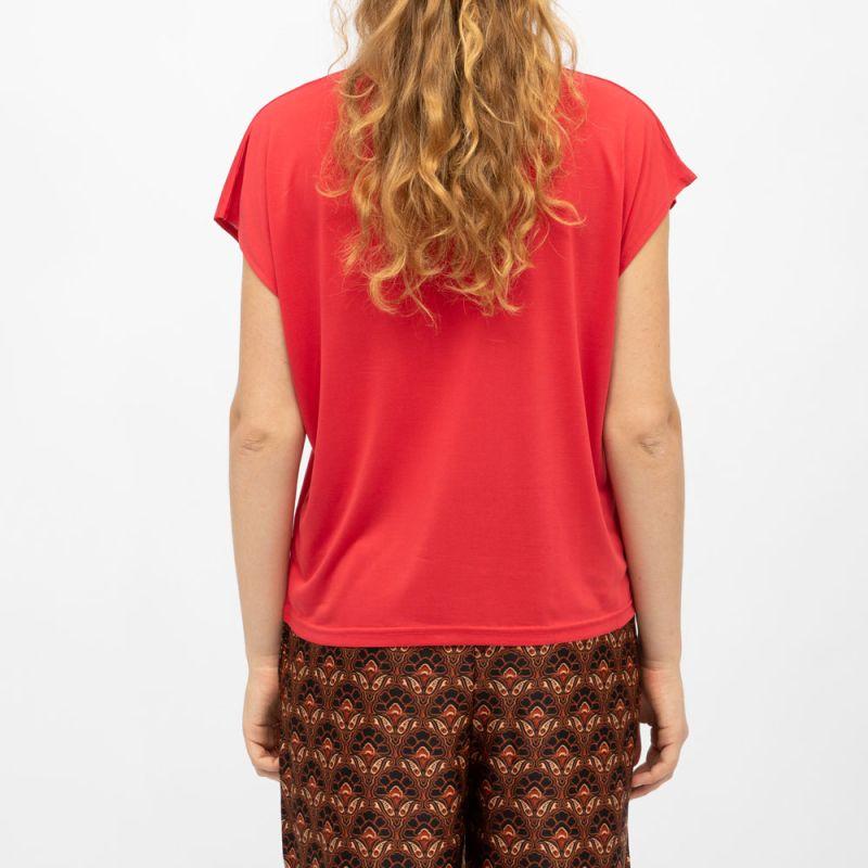 Tee shirt rouge marcelina col V manches courtes Femme LA PETITE ETOILE