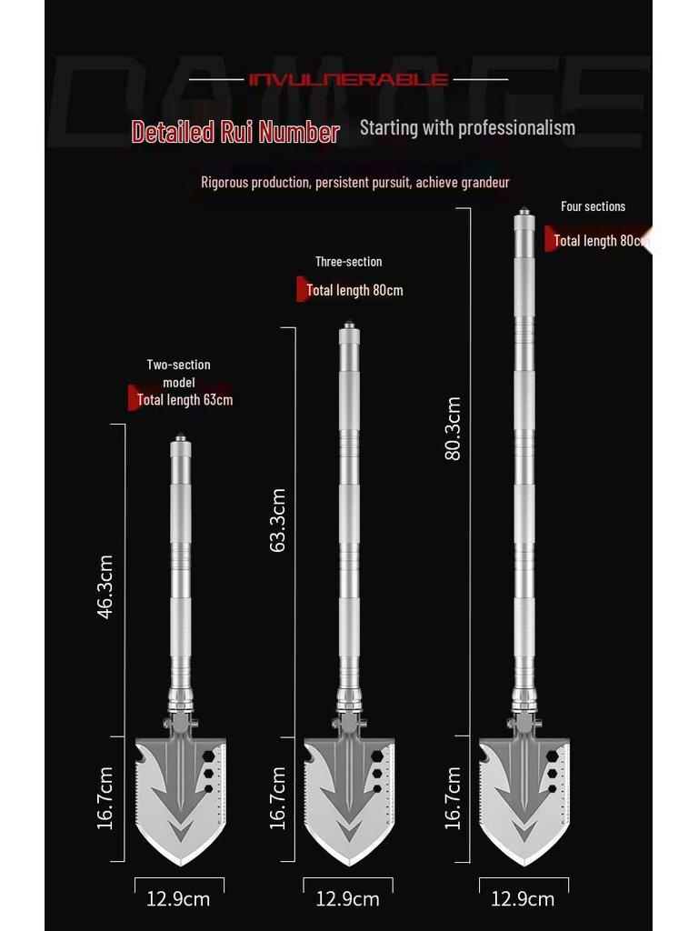 German Multi-functional Folding Spade: Enhanced Manganese Steel Camping Shovel for Outdoor and Vehicle Use