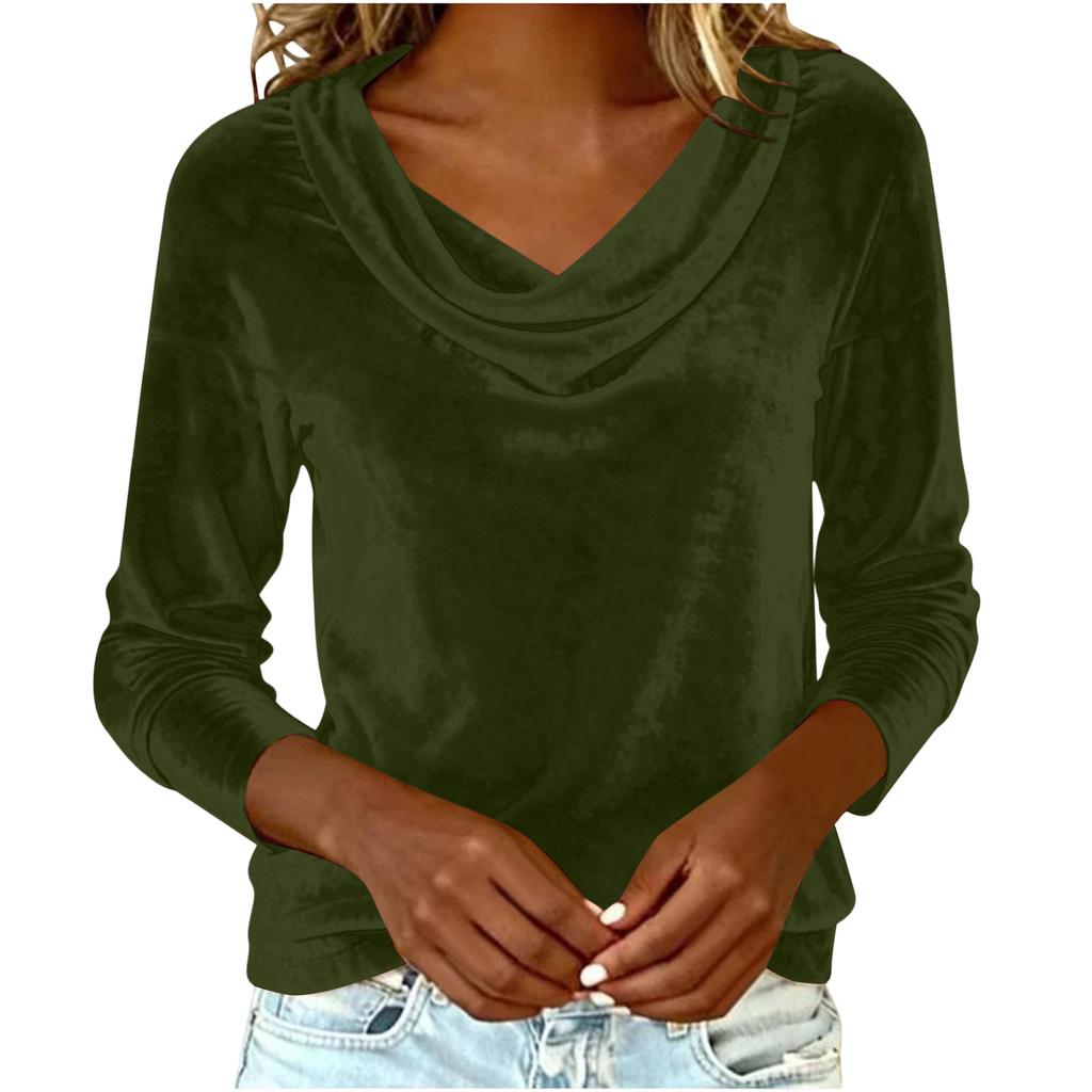 Women's Color Gold Velvet Fashionable Long Sleeved T,shirt Pullover Top