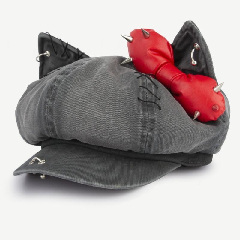 Rivet Studded Beret Hat for Lady Girl Fashion 2000s Octagonal Hat Driver Hat Girl Skull Caps All Matching Rocker Hat